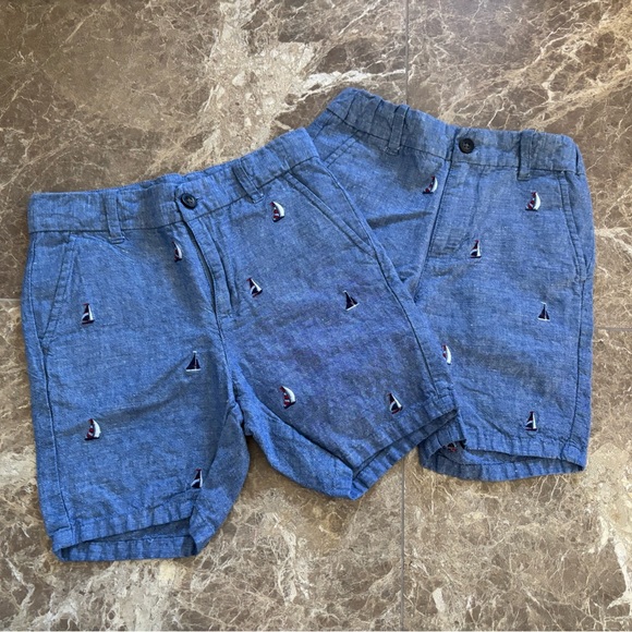 Janie and Jack Chambray Shorts with Sailboat Detail - Picture 1 of 4